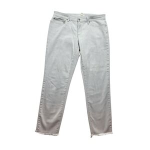 Eileen Fisher Light Grey Organic‎ Cotton Raw Hem Straight Leg Jeans Size 12